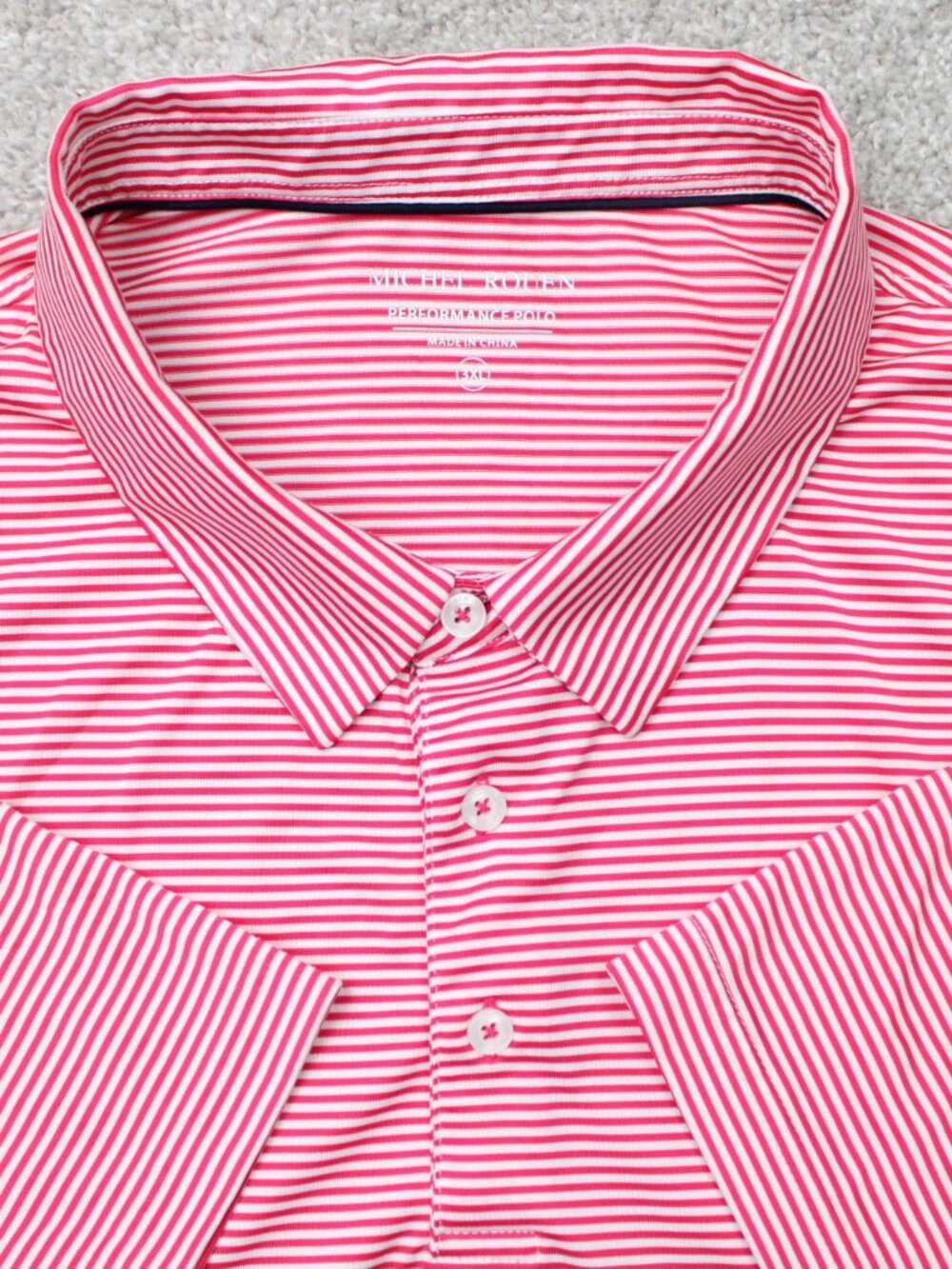 Michel Rouen Performance Polo Shirt Mens 3XL XXXL Red/White Golf Short Sleeve